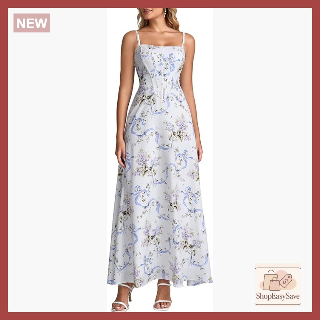 Floral Corset Maxi Dress Elegant Boho Wedding Guest Formal Cocktail Party